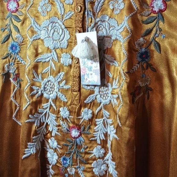 Johnny Was Heavily Embroidered Roma Victorian Prairie Blouse In Topaz NWT - Picture 8 of 9